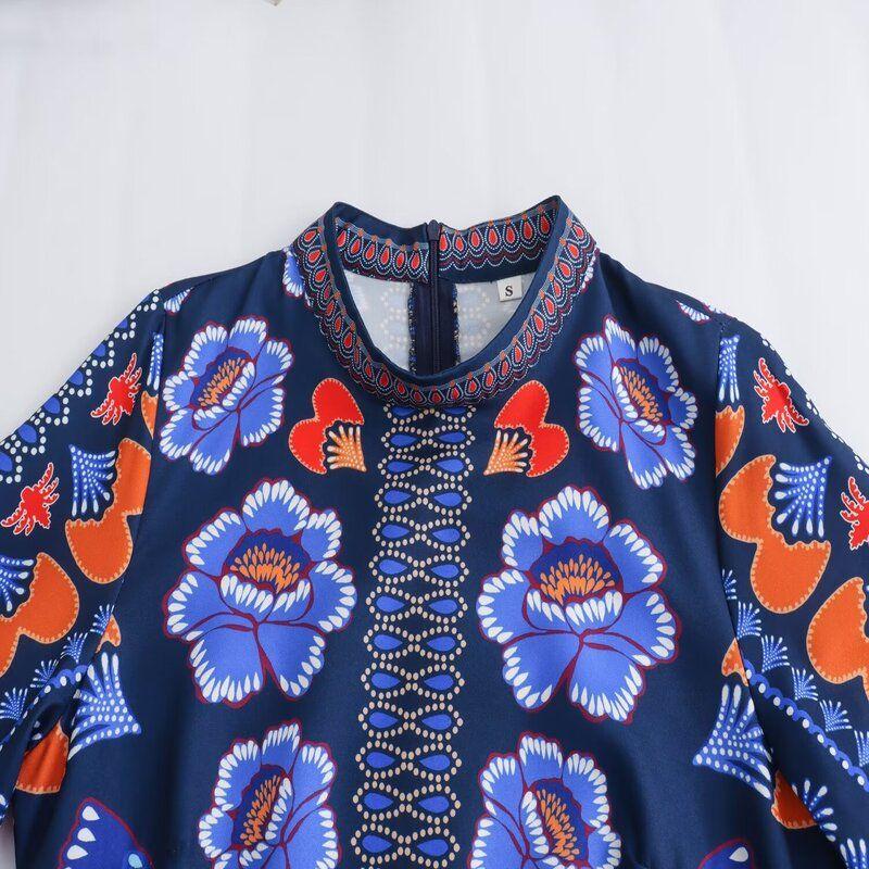 Fashion Style 2024 Spring/Summer New Arrival Women's Fashion All-Match Positioning Print Long Sleeves Vacation Style Mid Length Long Length Dress