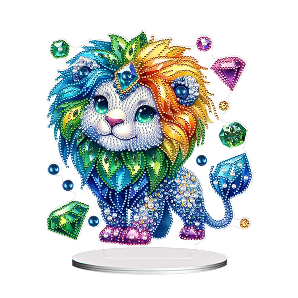 Acrylic 2D Flat Print Animal DIY Diamond Painting Desktop Ornaments Kit Acrylic 2D/Flat Animal DIY for Home Office Desktop Decor