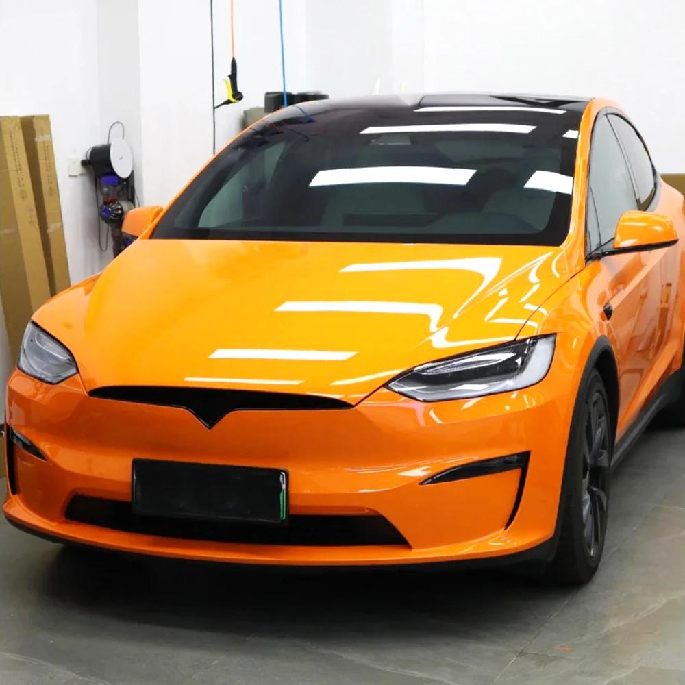 Various Size Crystal Mren Orange Film Vinyl Wrap with Air Bubble Free for Vehicle Stickers Console Cover Auto Decals Accessories