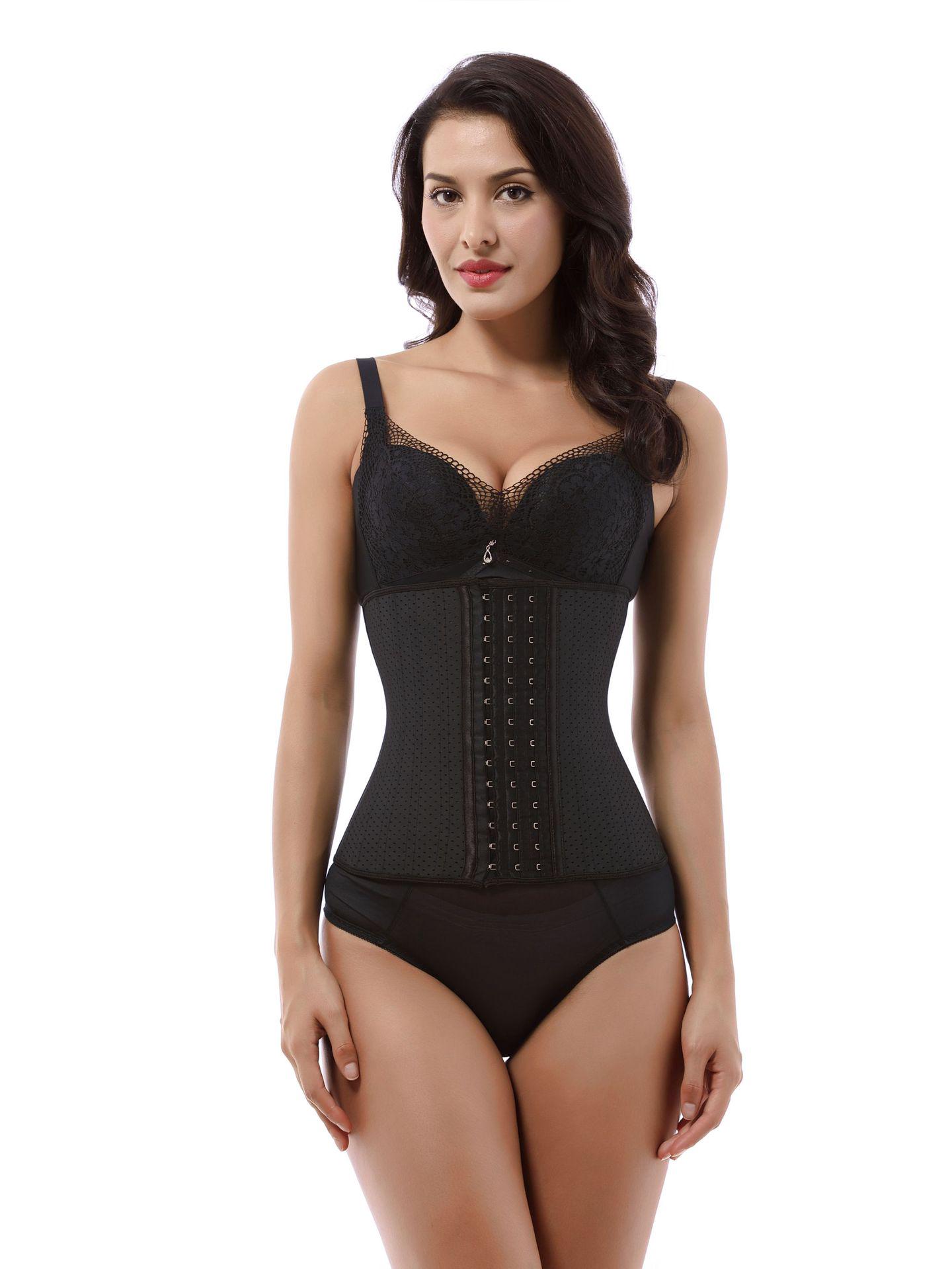 

Латексный пояс для талии с 25 стальными костями - дышащий спортивный пояс для живота для женщин XXS чёрный