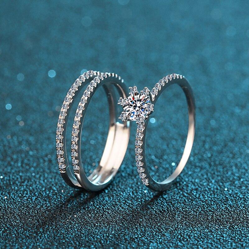 Bague Ringen Eternity Ring D Farbe Moissanit Platinierter Sterling Silber Ehering Moissanit Verlobungsring