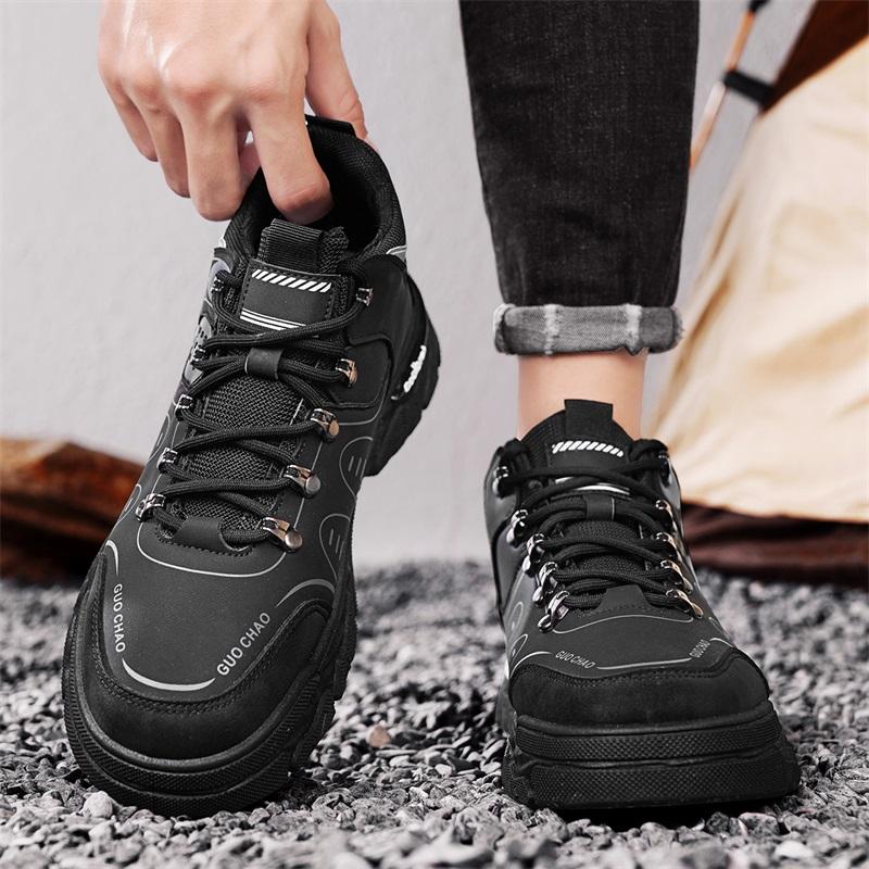 Fashion New Leather Sneakers Breathable Men Casual Shoes Comfortable Walking Shoes Non-Slip Outdoors Hiking Shoes Fashion Men's Shoes