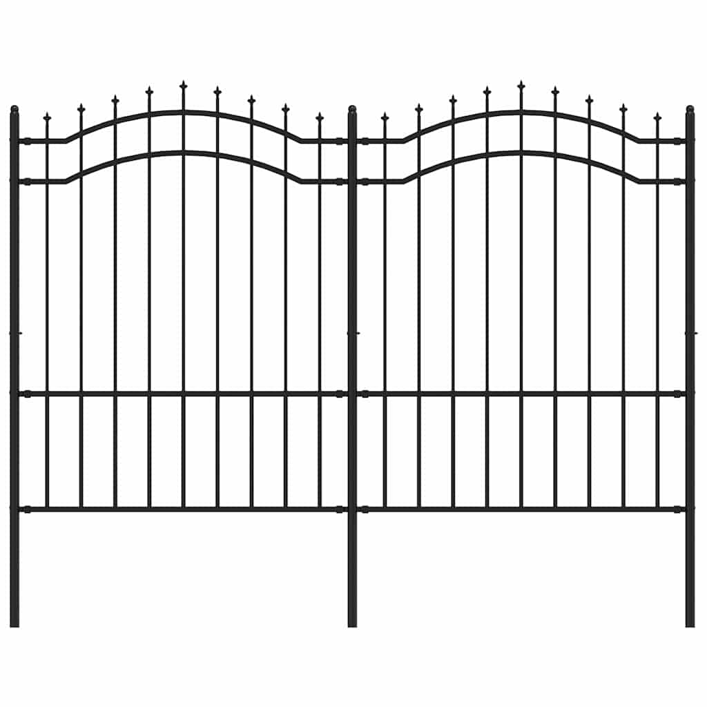 Vidaxl Spiked Fence, Black, 190 Cm, Powder-Coated Steel