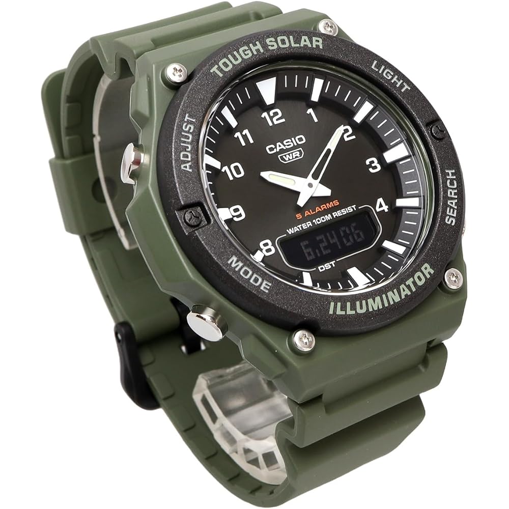Casio Standard Tough Solar Analog-Digital Quartz Watch AQ-S820W-3BV Military Green Black LCD Men's