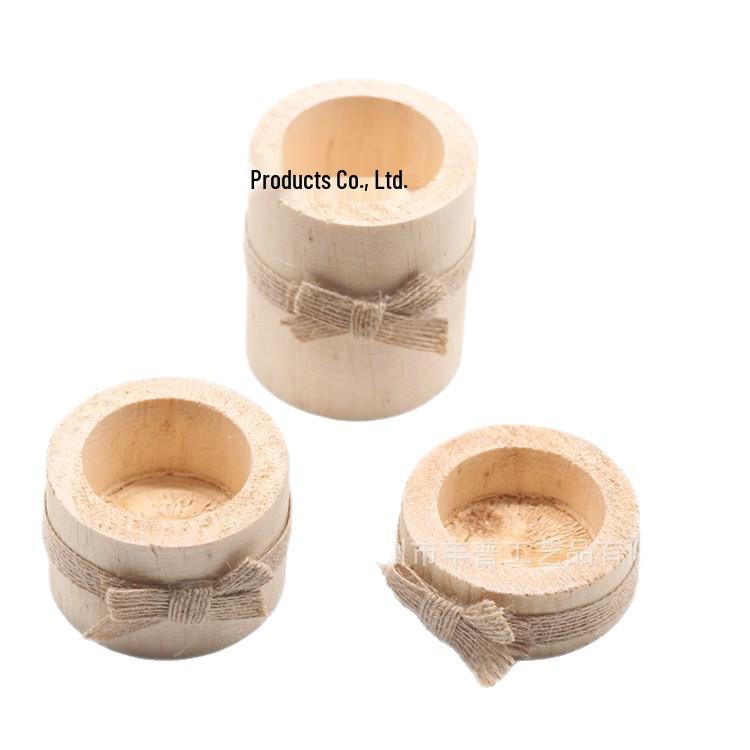 Modern Simple Cylindrical Wooden Candle Holder for Festive Decor