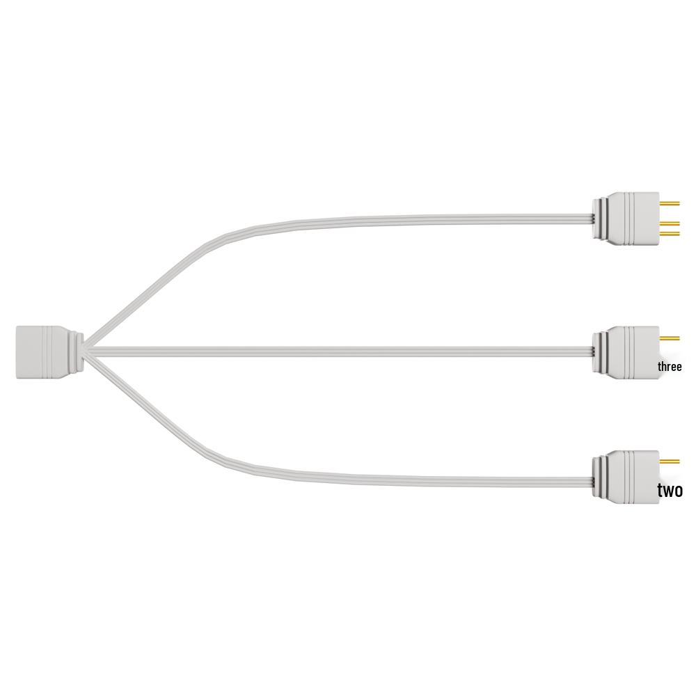 ARGB Fan Splitter Hub: 1-to-3/4 Extension Cable for White Motherboard Sync