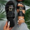 European and American Flat Slippers Summer New Square Buckle Flat Plus Size Sandals