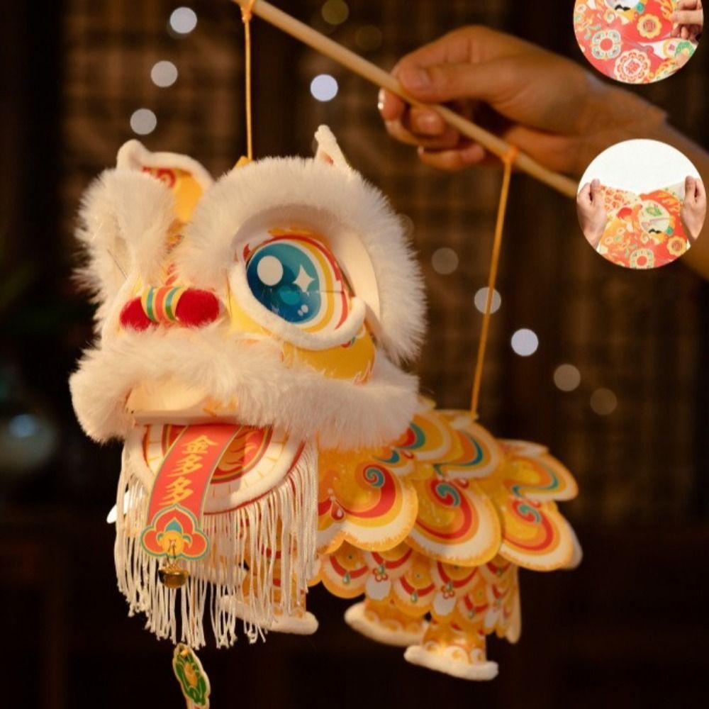 Waterproof New Year Lantern 2026 New Year Luminous Lantern Lion Dance Lantern  Childrens Craft