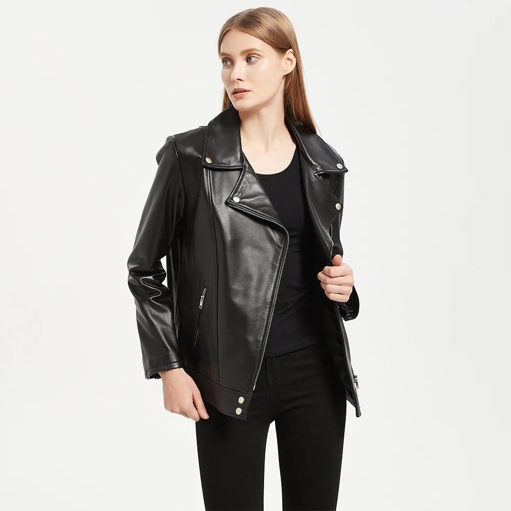 Maplesteed 100% piele moale de oaie, jachetă de piele pentru femei, lungă OVERSIZE, haină din piele naturală pentru femei, toamnă, mărime Plus, bust 92-116 cm M486