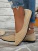Women's Knitted Cross-Strap Flat Shoes - Breathable, Pointed Toe, Spring/Summer/Autumn