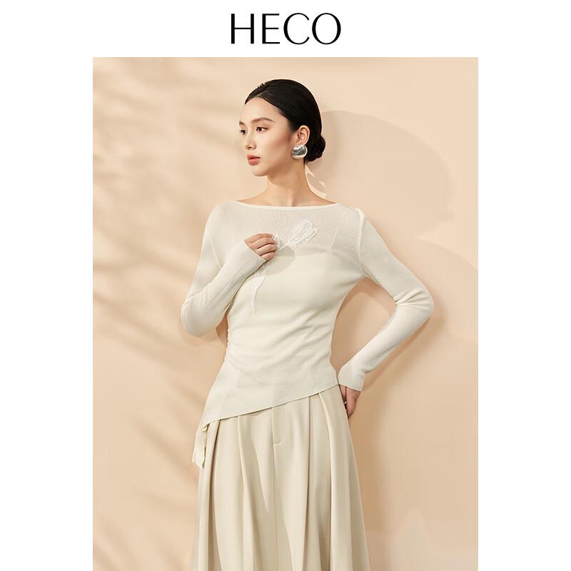 HECO Embroidered Off-Shoulder Tencel Knit Top M
