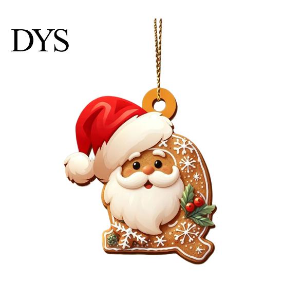 Reusable Acrylic Snowflake Berry Ornaments 2D Flat Christmas Ornaments, Gingerbread Letter Pendant with Santa Claus, Decorative Cookie Initial