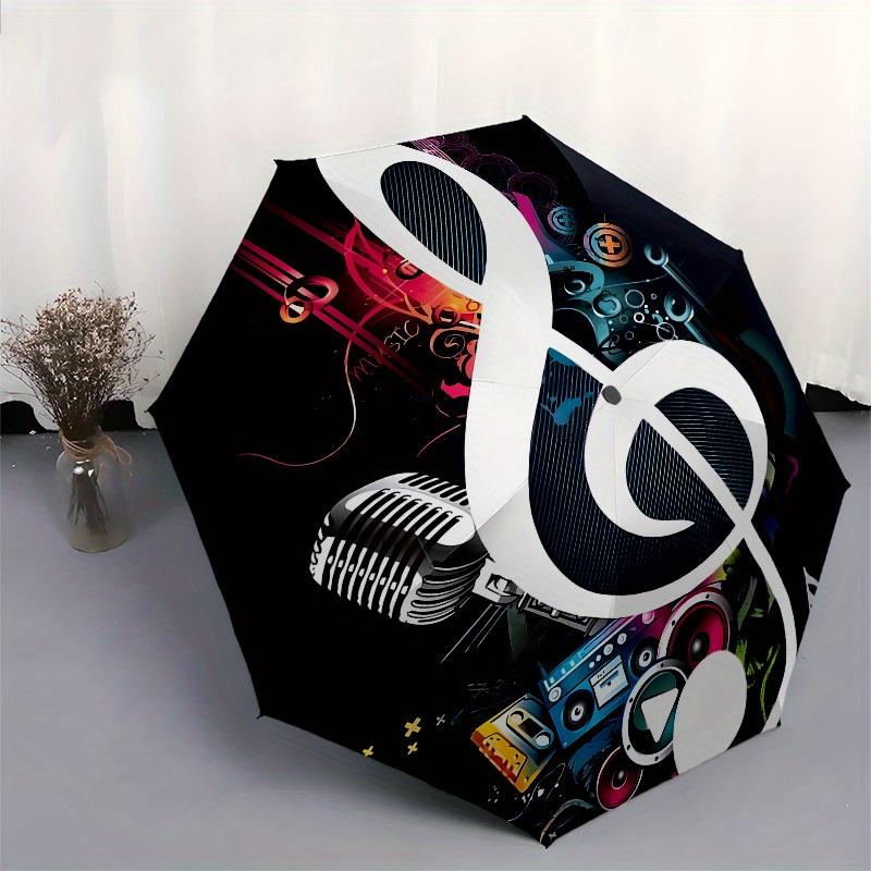Music, Entertainment themed Eight rib Automatic Folding umbrella Is Suitable for Both Men and Women, Making It A Perfect Christmas and Valen