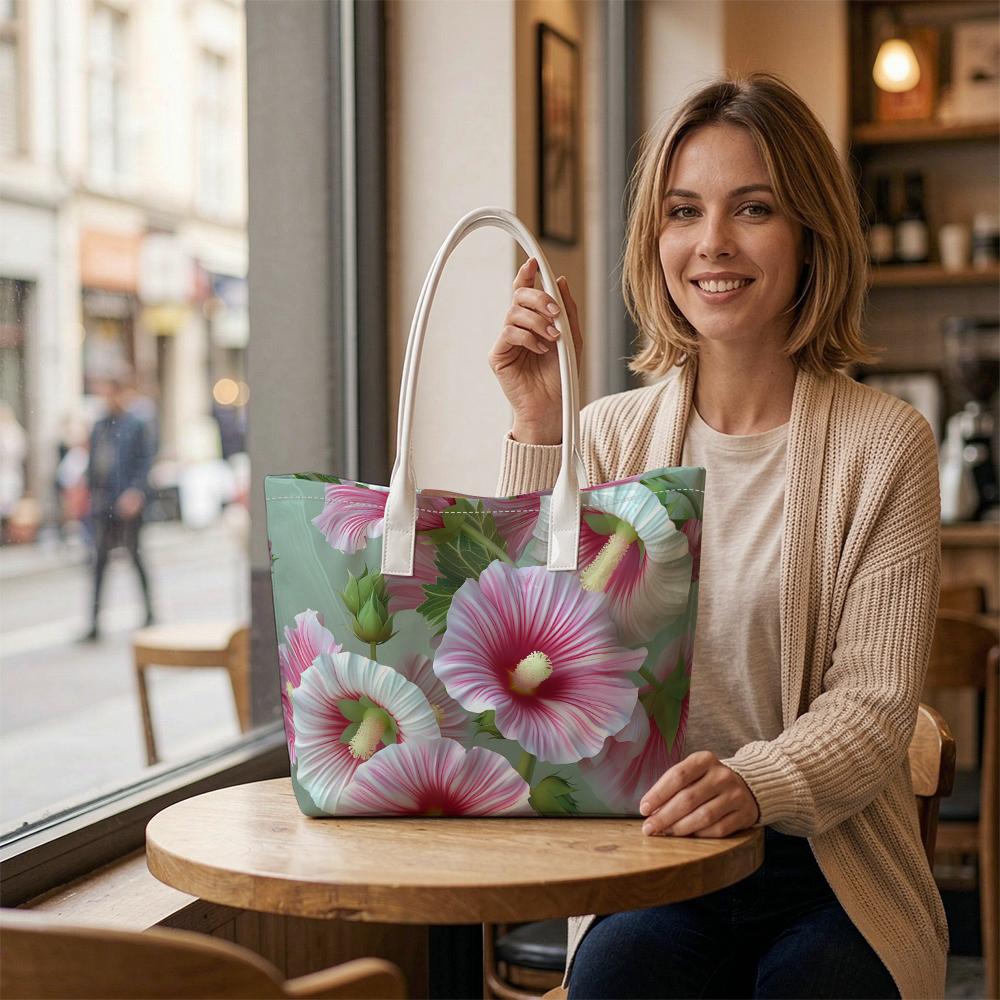 Elegant Floral Printed Tote Bag Stylish Handbag for Daily Casual Shopping Carry