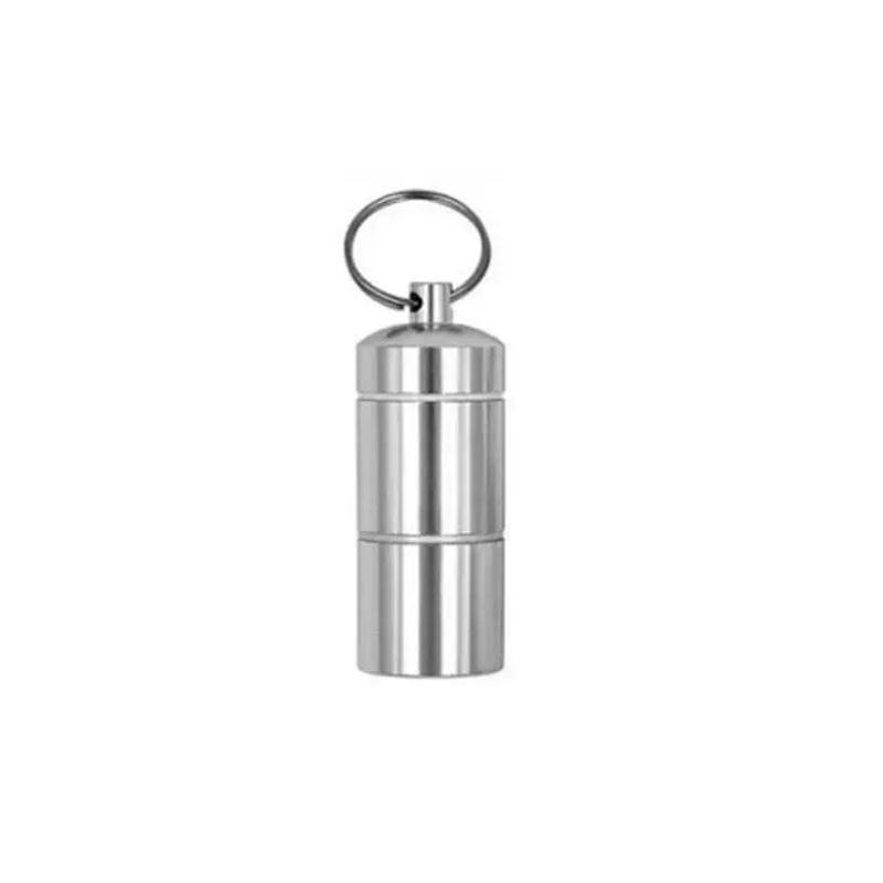Portable Three-Layer Waterproof Medicine Canister Metal Pocket Pill Organizer Keychain Travel Camping Medicine Storage Case
