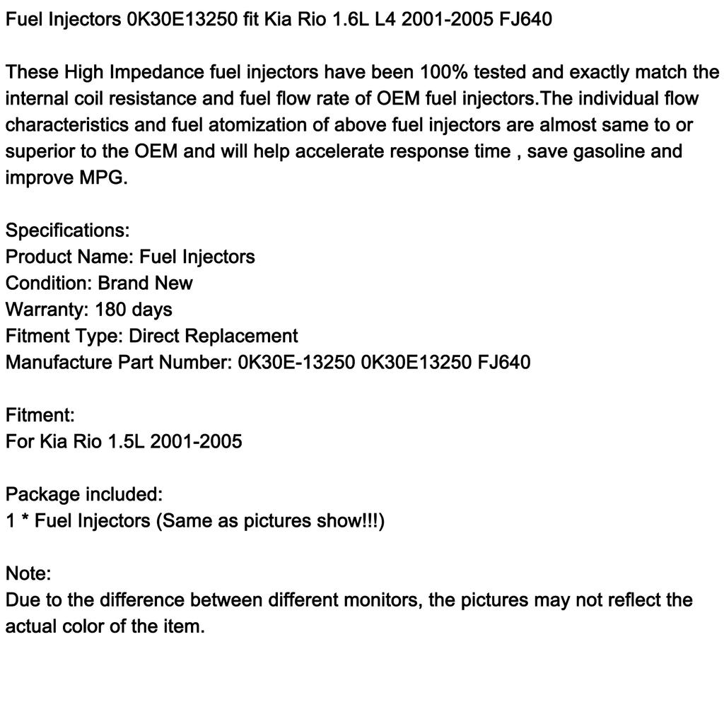 1pcs Fuel Injectors 0K30E13250 Fit Kia Rio 1.6L L4 2001-2005 FJ640