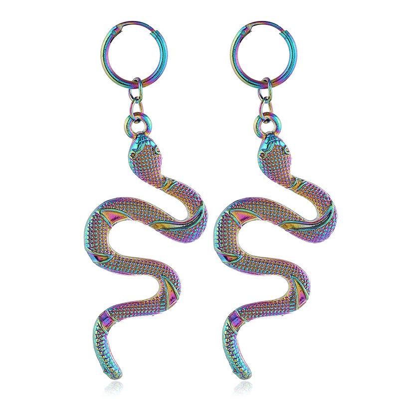Colorful Snake Earrings: Retro 2020 Style with Bold Personality