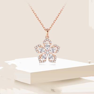 Transportation of Little Peach Blossom Necklace for Women with Light Luxury Niche High-end Necklace Rose Gold Summer Forest Collarbone Chain