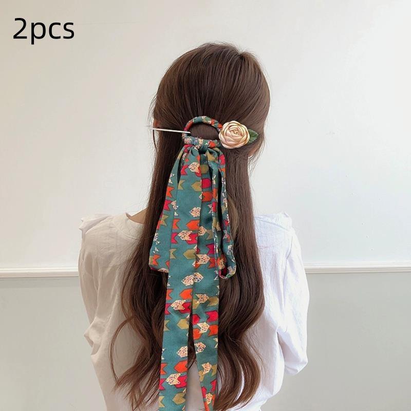 2 Stück Haarnadel Hanfu Schmetterlingsknoten Haarband Haaraccessoires Antiker Stil Pferdeschwanz