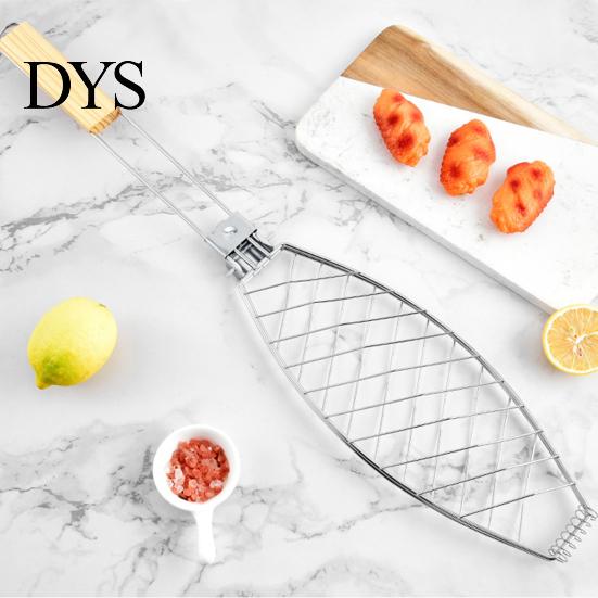 Durable Fish Grilling Accessory Grill Basket with Anti-scalding Handle Lockable Grate for Easy Portable Flipping Stainless Steel BBQ Tool Meats