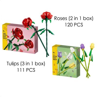 Rose Assembled Building Blocks Valentine's Day Gift Tulip Assembled Building Blocks Thanksgiving Teacher's Day Gift Girl Toy