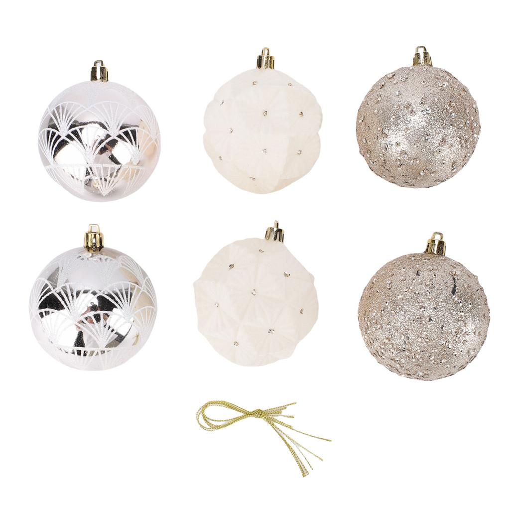 6PCS Velvet Xmas Balls Set 3.1 Inch PVC Flocked Hanging Xmas Ball Tree Ornament Decoration for Holiday Party Decor