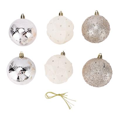 6PCS Velvet Xmas Balls Set 3.1 Inch PVC Flocked Hanging Xmas Ball Tree Ornament Decoration for Holiday Party Decor