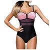 Casual Women Mesh Stitching Sling One-piece Swimsuit Sexy Color Swimsuit