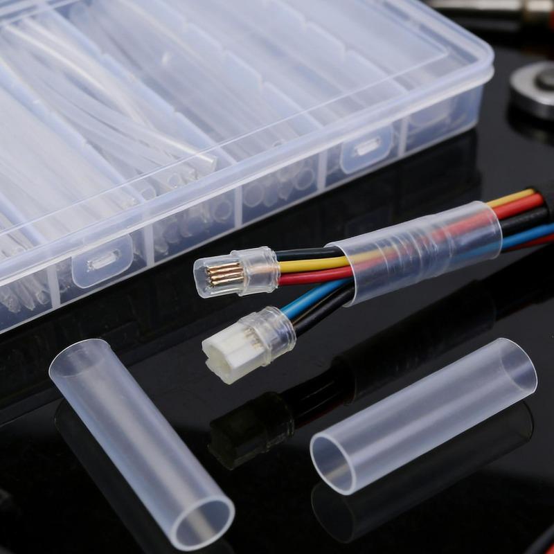 100/300pcs Transparent Heat Shrinkable Tube 2:1 Insulation Cable Sleeves Tubes Flam Retardant Wire Wrap Protection Covers