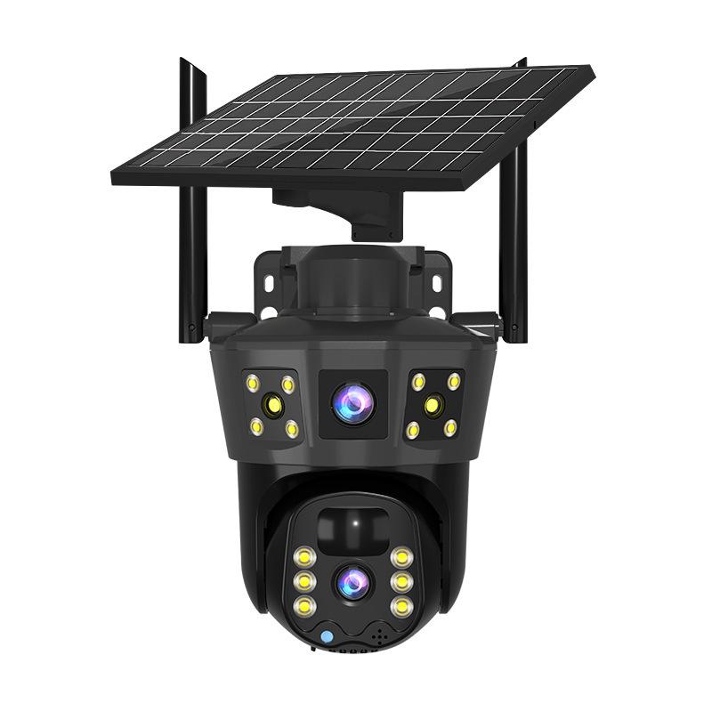 4G Outdoor Three-Screen 360-Degree Night Vision Surveillance Camera with Mobile Remote Access
