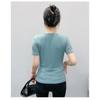 Womens V Neck Wrap Ruched Rhinestone Mesh Short Sleeve Casual Blouse