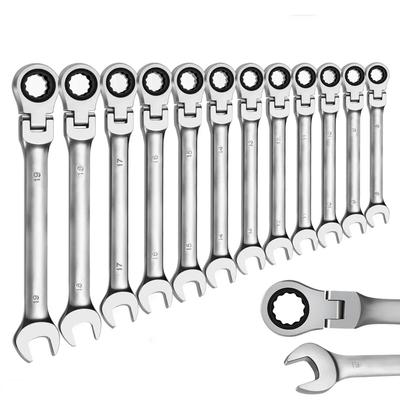1pcs Ratcheting Combination Wrench Set, 8-17mm Metric Flex Head Ratcheting Wrench, Chrome Vanadium Steel Spanner with Bag