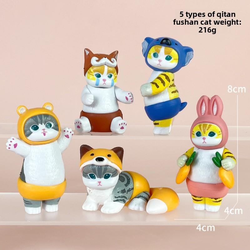 Mofusand Cat Dessert Fruit Shark Fried Shrimp Seafood Style Model Ornament