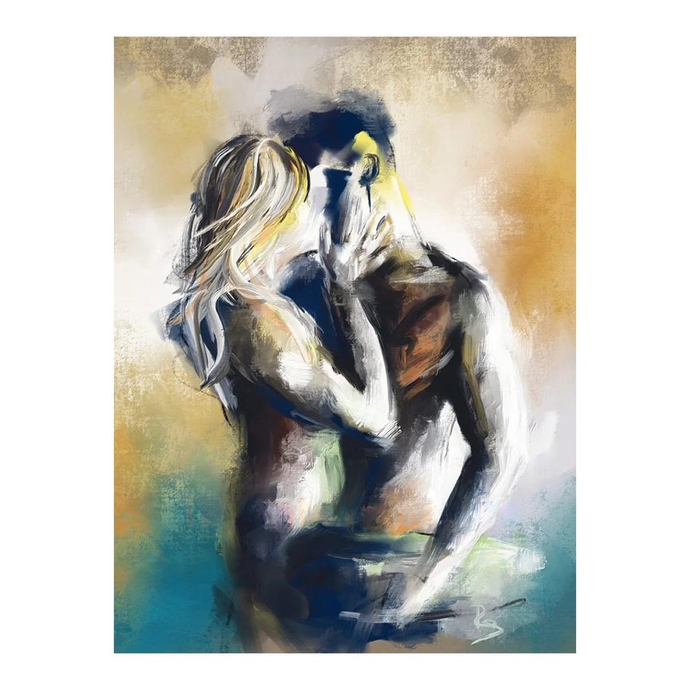 Abstract Couple Kiss Hug Erotic Nude Lovers Embracing Fantasy Sexual Poster Wall Art Pictures Canvas Painting Room Home Decor