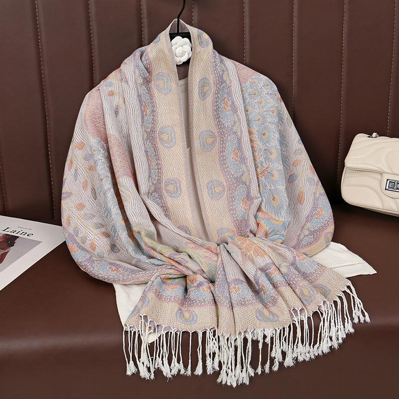Luxury Brand Winter Cashmere Pashmina Shawl Lady Wrap Warm Autumn Scarves Design Print Female Foulard Cotton Stoles Scarf