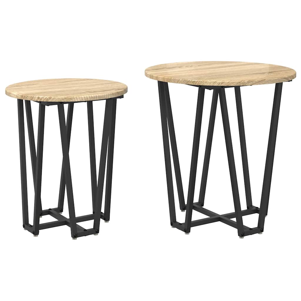 Side Table Set 2 Pcs Sonoma Oak & Black