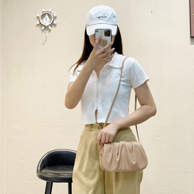 Bag Women's Bag New Trendy Fashion Cloud Small Square Bag High-end Soft Leather Shoulder Crossbody Pleated Bag