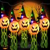 2PCS Flashing LED Pumpkin Lamp Halloween Ghost Hat Glowing Wizard Light for Party Hanging Decor Ghost Festival