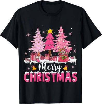 Merry Christmas with Pink Trees Xmas Costume Pajamas Women T-Shirt