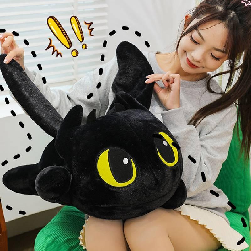 Adorable Rabbit Fur Fluffy Toothless Dragon Plush Toy Cuddly Pillow For Girls Birthday Gift