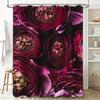 Luxury Purple Rose Flower Print Bath Shower Curtain Waterproof Decorative Rug Mat Home Textile Bathroom Tassel Decor Size 180x24