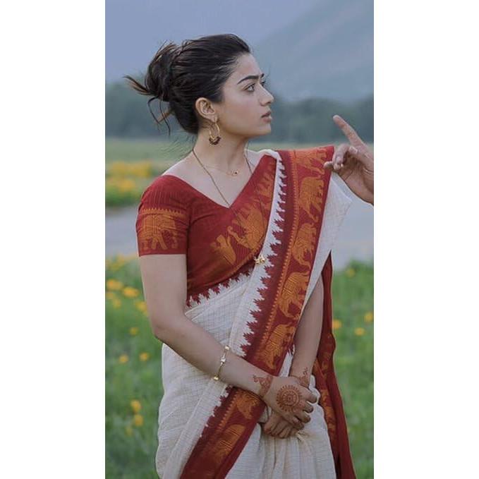 RSINC Damen Reiner Kanjivaram Weicher Seidensari  (Hathi Tier Paithani) B0CQTB33DX