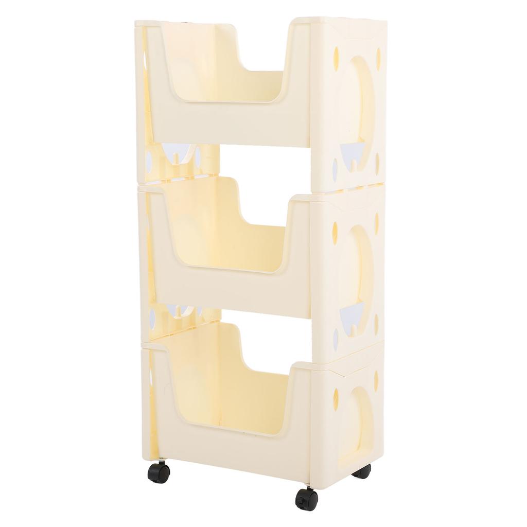 Storage Cart Large Capacity Thickened Mobile Storage Rack with Lockable Casters for Books Toys Seasoning Bottles 3 Tier