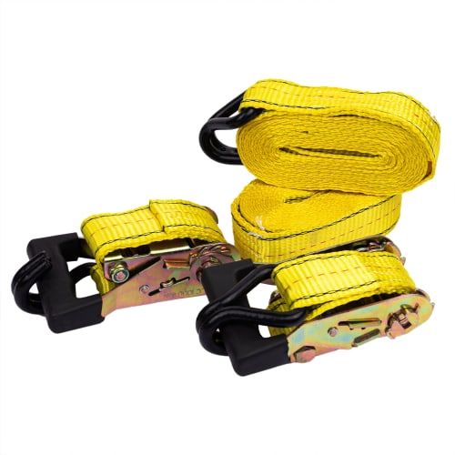HFS(R) Ratchet Lashing Belts, Set of 2, 3.8cm x 4.5m, Breaking Strength 1.35t, Easy to Use, Fastening and Secures, Multi-Purpose, for Moving, Towing,