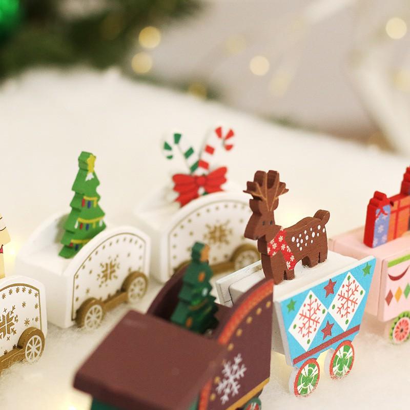 Christmas Decorations Painted Wooden Train Ornament Kids Toy Gift