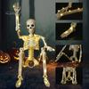 Cemetery Themed Landscaping 36 Inches LED Light Up Halloween Skeleton, 3FT Life Size Full Body Posable Skeleton Plastic Human Bones with Movable