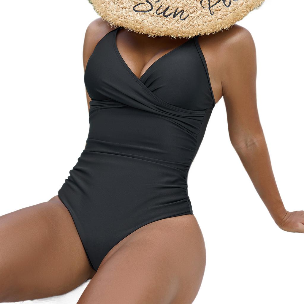 European and American One-piece Swimsuit One-piece Female Sexy Slim and Thin Suspender Hot Spring Conservative Swimsuit Female