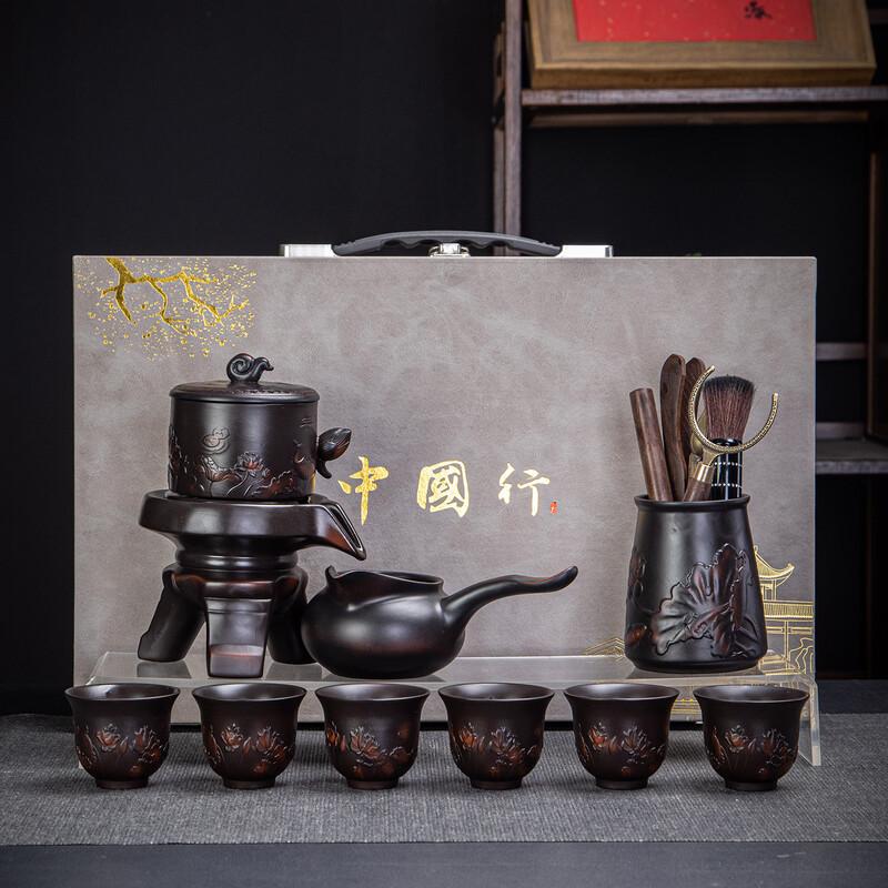 10-Piece Chinese Ceramic Nian Nian You Yu Tea Set