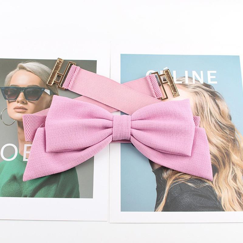 Bow Women'S Elastic Wide Waist Seal With Suit Sweater Dress Elastic Decorative Belt