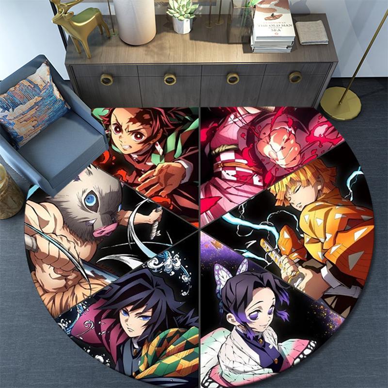Tappeto Rotondo con Stampa Cartoon, Tappeto per Soggiorno Camera da Letto Divano Sala Giochi Decorazione, Tappetino Antiscivolo